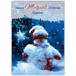 Personalised Magical Christmas Snowman Hat and Scarf Winter Greeting Card