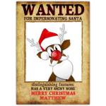 Wanted For Impersonating Santa Funny Personalised Christmas Card with Reindeer Design