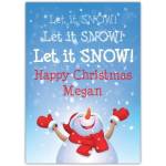 Personalised Let It Snow Snowman Christmas Greeting Card for Kids