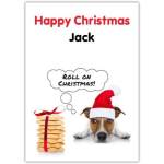 Personalised Dog Wearing Santa Hat Christmas Card with Festive Treats and Message