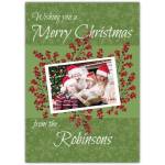 Personalised Christmas Card with Festive Red Berries and Photo Upload Option