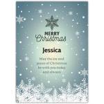 Personalised Merry Christmas Joy and Peace Snowflake Winter Card