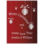 Personalised Merry Christmas and Happy New Year Card with Decorative Hanging Ornaments