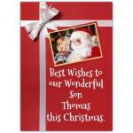 Personalised Christmas Card for Wonderful Son with Photo and Festive Message