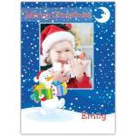 Personalised Merry Christmas Snowman Photo Card with Name Customisation