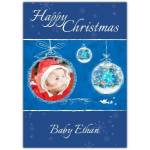 Personalised Happy Christmas Bauble Photo Card with Custom Name for Festive Greetings