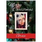 Personalised Merry Christmas Photo Card with Christmas Tree Baubles Design