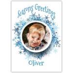 Personalised Seasons Greetings Snowflake Photo Christmas Card with Custom Name