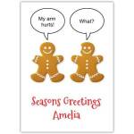 Personalised Funny Gingerbread Men Christmas Card with Humorous Speech Bubbles