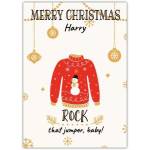Personalised Merry Christmas Rock That Jumper Festive Christmas Card