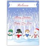 Personalised Merry Christmas Snowmen Card with Name Customisable Winter Greetings