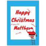 Personalised Happy Christmas Billboard Card with Santa and Name Customisation