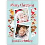 Personalised Merry Christmas Gang Photo Card with Festive Animal Friends Design