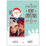 Personalised Merry Christmas and Happy New Year Photo Card with Santa Design