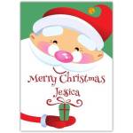 Personalised Merry Christmas Cartoon Santa with Gift Holiday Greeting Card