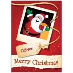 Personalised Polaroid Style Santa Claus Merry Christmas Card with Name Tag