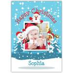 Personalised Happy Christmas Photo Card with Santa Snowman and Rudolph Design