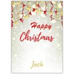 Personalised Happy Christmas Card with Gold and Red Banners and Bunting Design