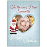 Personalised To The One I Love Christmas Card with Photo and Name on Blue Snowflake Background