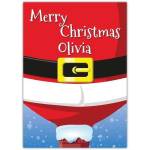 Personalised Santa Claus Suit Christmas Card with Name Customisation