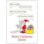 Personalised Christmas Card Funny Santa Speech Bubbles Checking List Design