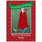Personalised Merry Christmas Card with Santa and Huge Sack of Presents Design