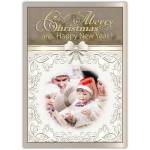 Personalised White Bow Christmas and Happy New Year Photo Card with Gold Foil Design