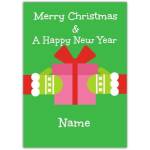 Personalised Pink Present Christmas And New Year Greeting Card