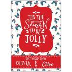 Personalised Tis The Season To Be Jolly Christmas Card with Holly Design and Best Wishes Message