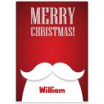 Personalised White Beard Merry Christmas Card with Name on Red Background