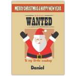 Personalised Wanted Santa To My Little Cowboy Christmas and Happy New Year Card