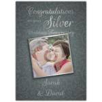 Personalised Silver 25th Wedding Anniversary Photo Congratulations Card