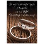 Personalised To My Wonderful Wife Diamond Ring 5th Wedding Anniversary Card on Wood Background