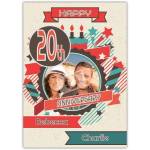 Personalised 20th Anniversary Card with Photo and Names Happy Celebration Design