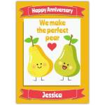 Personalised Happy Anniversary Card We Make The Perfect Pear Cute Fruit Design