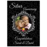 Personalised Silver Anniversary Congratulations Card with Photo Frame and Names