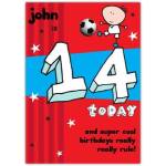 Personalised Boys 14th Birthday Card with Football Design Super Cool Celebration