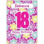 Personalised Floral 18th Birthday Card for Her with Name Customisation