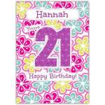 Personalised Floral 21st Birthday Card with Name Option for Her