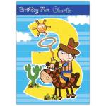 Personalised Cowboy Riding Horse 3rd Birthday Card for Boys with Name Option