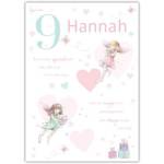 Personalised Happy 9th Birthday Card for Girls with Fairy Design and Name Option