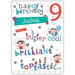 Personalised Super Cool Toptastic 9th Birthday Card for Boys with Name and Fun Design