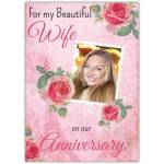 Personalised Anniversary Card for Wife with Floral Rose Design and Photo Upload Option