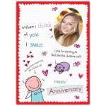 Personalised Happy Anniversary Card with Smile and Cute Cheshire Cat Design