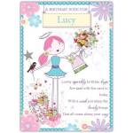 Personalised Birthday Wish Angel Card with Sparkly Floral Design and Custom Name