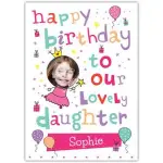 Personalised Happy Birthday Card for Lovely Daughter with Custom Photo and Name