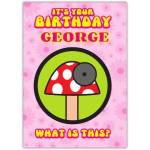 Personalised Humorous Mushroom Satellite TV Birthday Card for George
