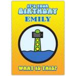 Personalised Bright Fun Birthday Card With Lighthouse Puzzle Design