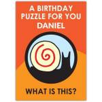 Personalised Snail Puzzle Birthday Card with Custom Name on Front for Fun Birthday Greetings