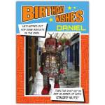 Personalised Ginger Nuts Robot Humour Birthday Card for Daniel